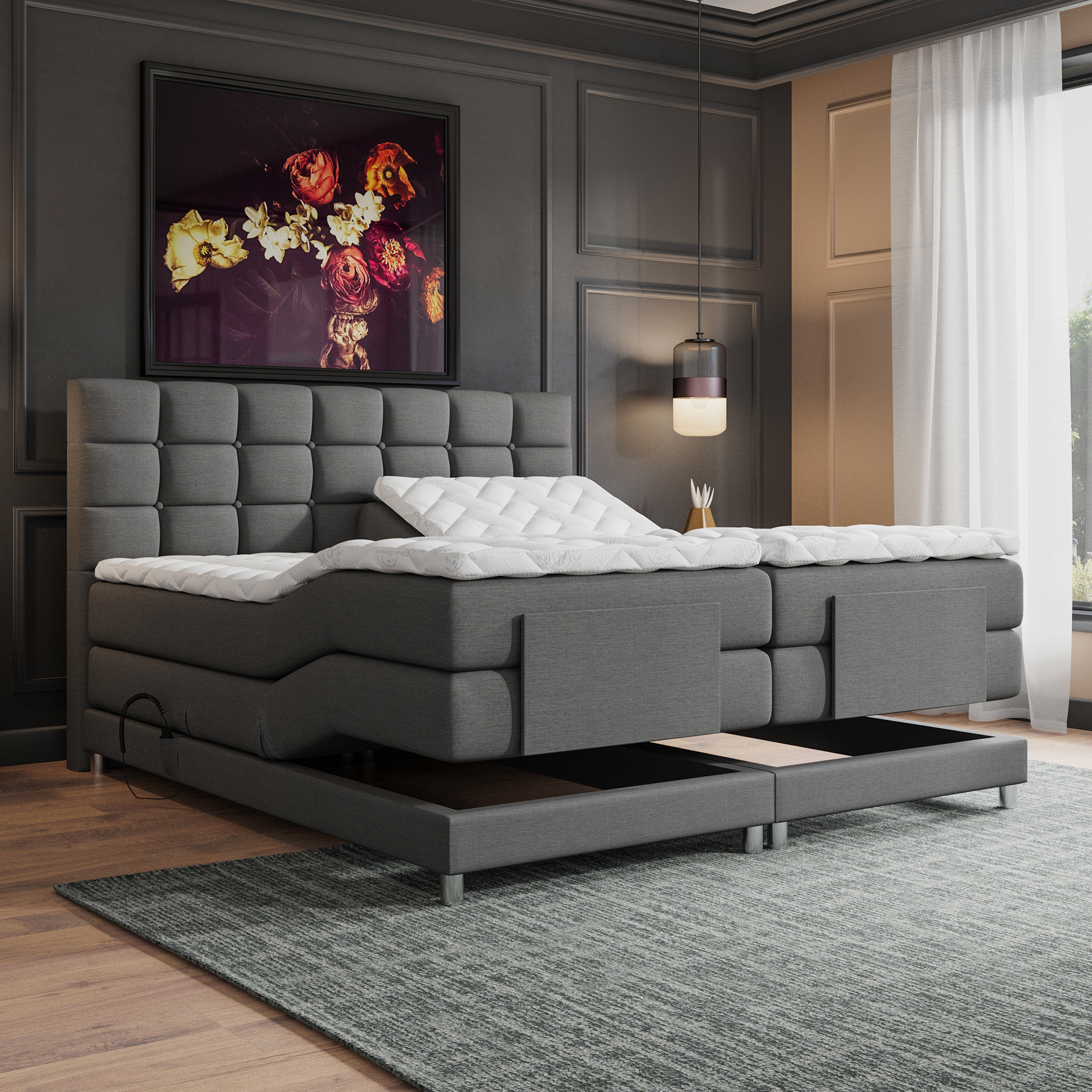 Elektro-4000-13-Boxspring-Opbergledikant-1-persoonsbed-Ledikant-Matras--Bed