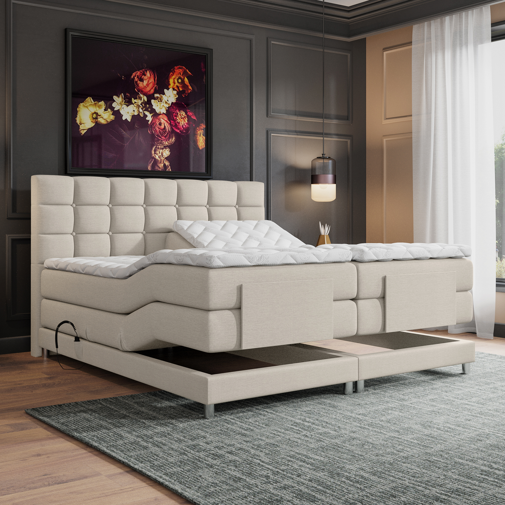 Elektro-4000-3-Boxspring-Opbergledikant-1-persoonsbed-Ledikant-Matras--Bed