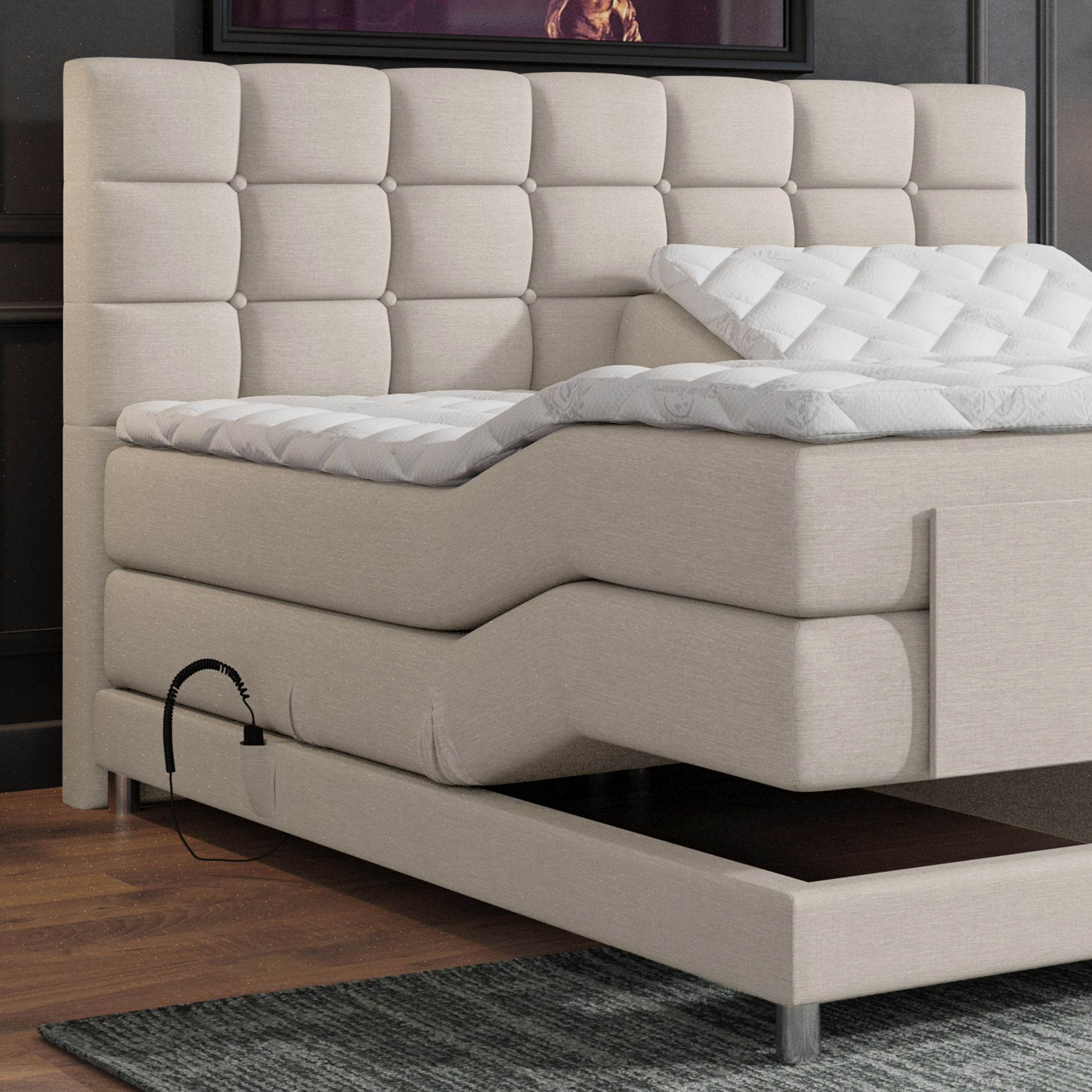 Elektro-4000-5-Boxspring-Opbergledikant-1-persoonsbed-Ledikant-Matras--Bed